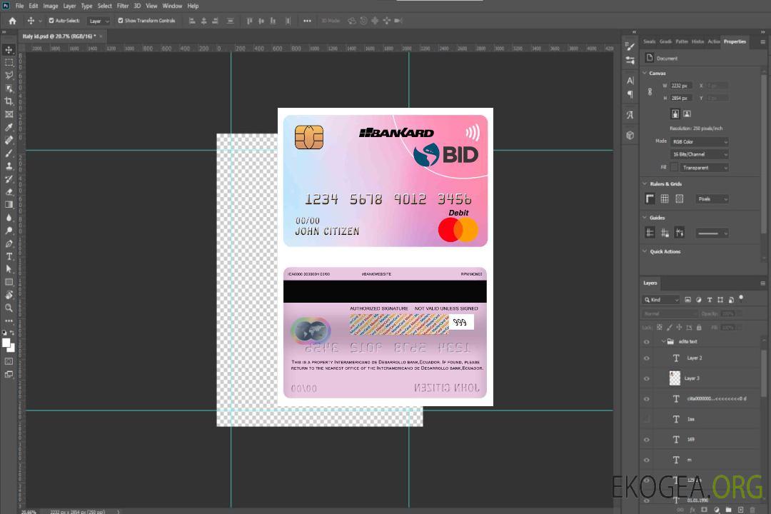 Carte bancaire Mastercard Interamericano de Desarrollo (BID) de l'Équateur template